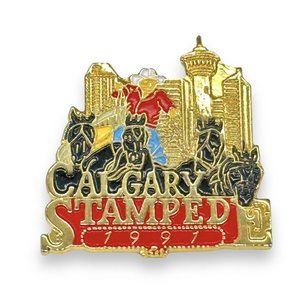 Vintage 1991 Calgary Canada Stampede Rodeo Ranch Cowboy Livestock Lapel Pin